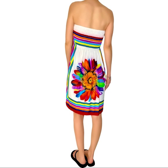 Just Love Bright Colorful Sunflower Strapless Sundress - Picture 7 of 8